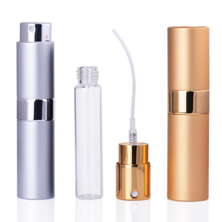 8ml Aluminium Atomizer Refillable Perfume Spray Bottle Glass Collar Screw Cap Matte Finish for Chemical/Cosmetic Liquids