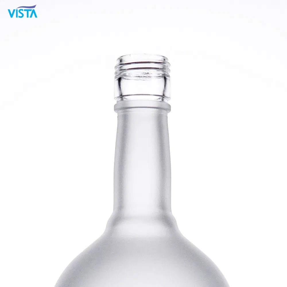 Large Capacity Clear Glass Vodka Bottle with Screw Cap and Frost Finish