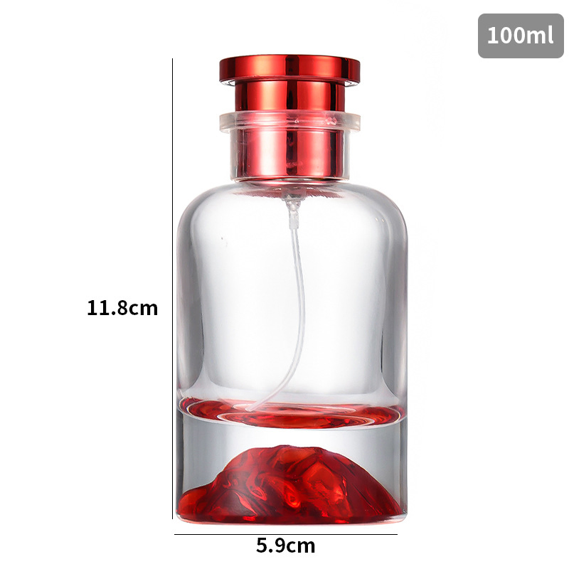 Thick Base Red Color Glass Perfume Bottle with Lids Luxury Empty Cosmetic Perfume Bottle