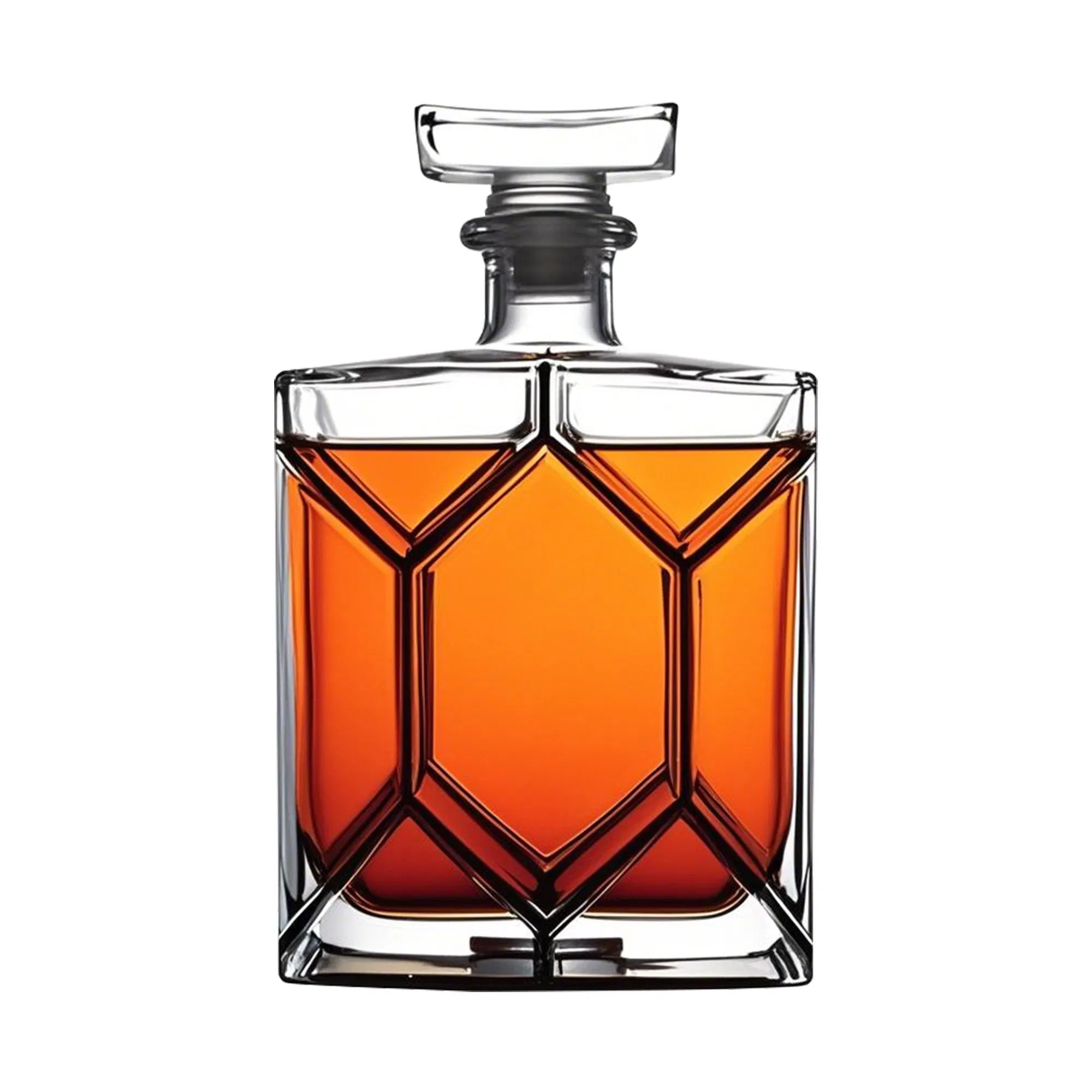 High-End 750ml 700ml Clear Brandy Glass Bottle Custom Thick Super Flint Whisky Vodka Liquor Tequila Alcohol Gin Embossed Spirits Xo Bottle with Cork