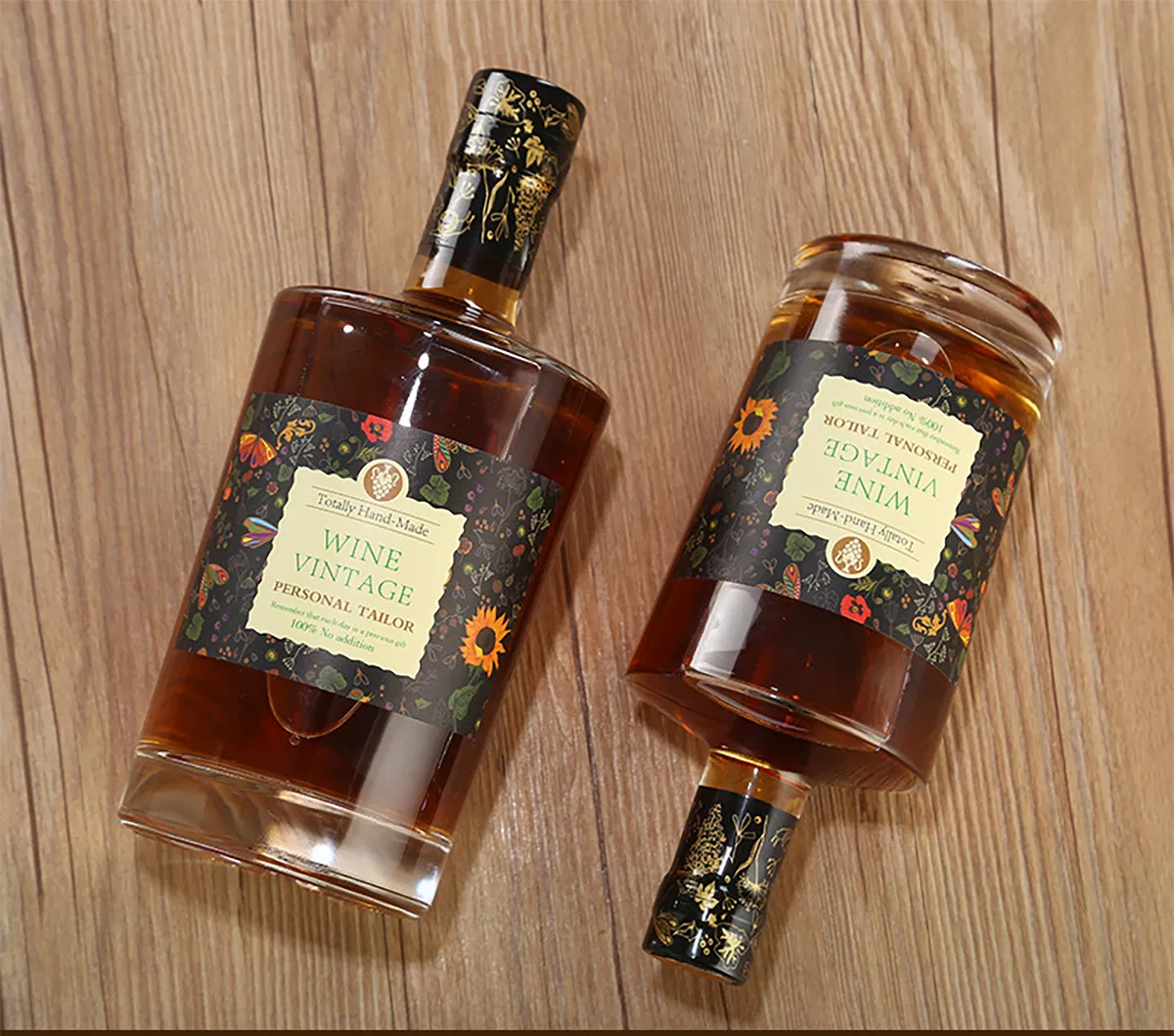 Vintage Wide Shoulder 500ml Crystal Glass Gin Bottle with Cork Finish for Whisky Vodka