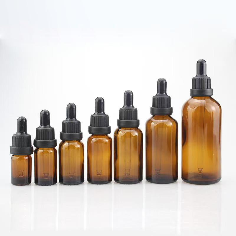 5ml 10ml 15ml 20ml 30ml 50ml 100ml Amber Brown Flint Essential Oil Frosted Drop Cosmetic Matte Serum 18mm Pipette Cap Perfume Fragrance Dropper Glass Bottle