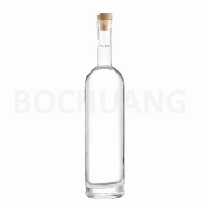 750ml Glass Bordeaux Wine Bottle Flat-Bottomed Cork Finish