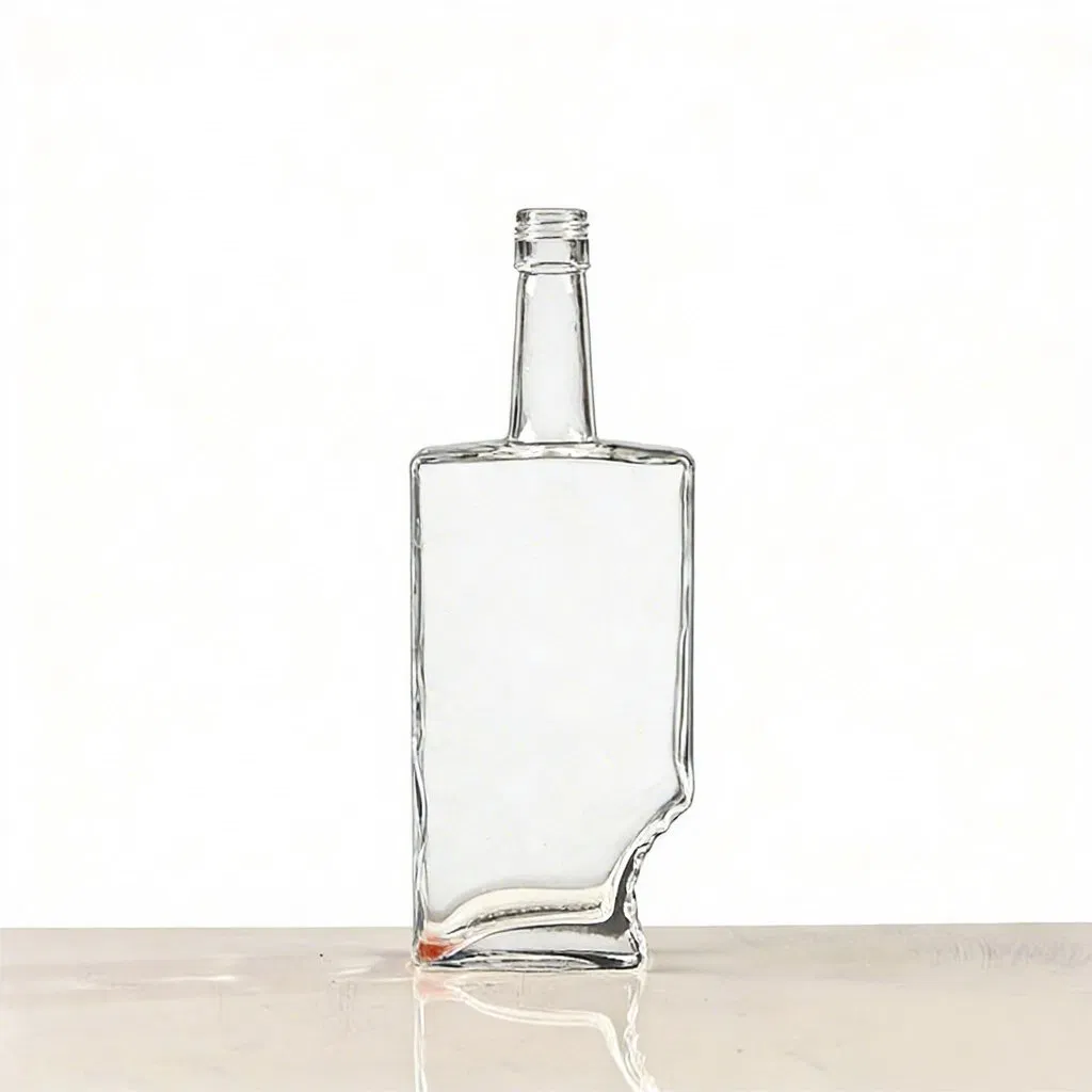 Customized Extra Flint Empty Clear Square Shape Tequila Rum Gin Vodka Crystal Glass Wine Bottle with Stopper