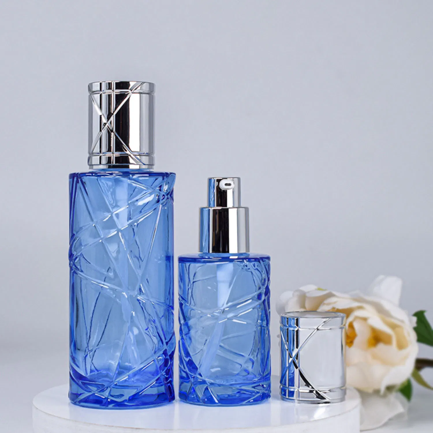 40ml/100ml/120ml/50g High-End Embossed Pattern Skin Care Cosmetics Cream Bottle Lotion Essence Glass Set Bottle