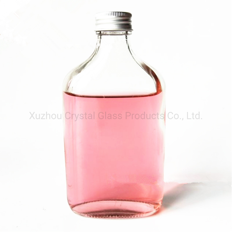 Mini Flask 250ml 350ml Flat Glass Bottle for Liquor Spirit Alcohol Packaging