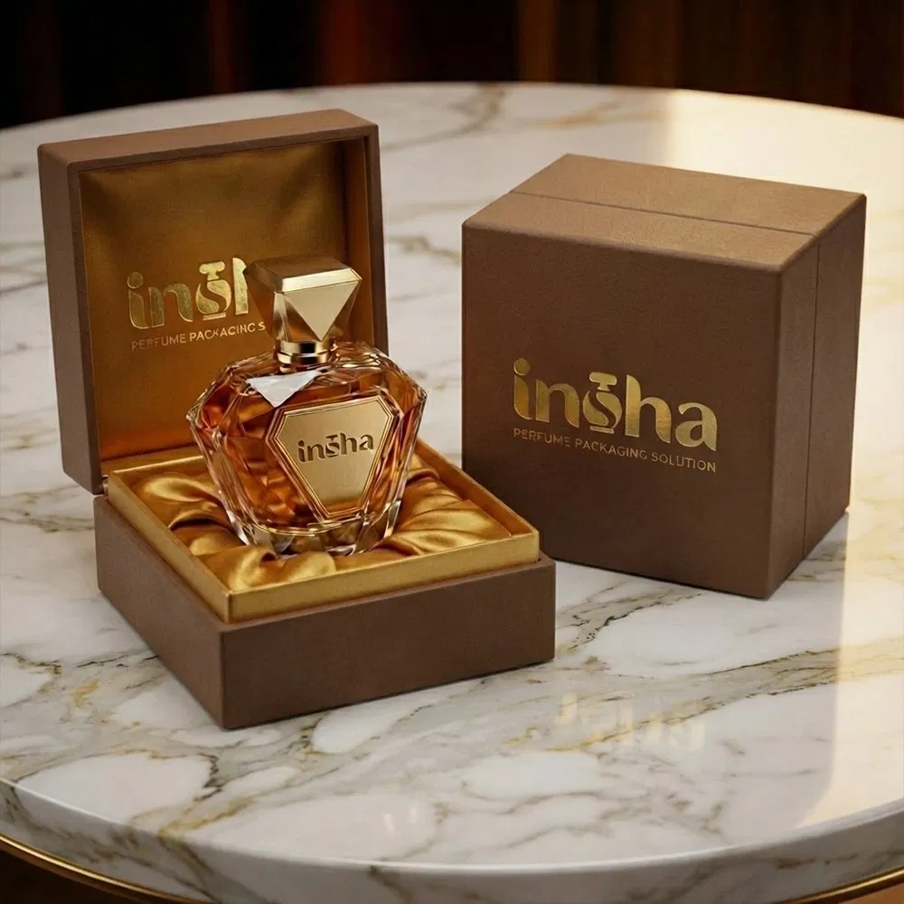 Wholesale High End Custom Logo Zamac Cap Designer Vintage Style Handmade Glass Empty Crystal Perfume Bottles with Spray Pump and Box Packaging