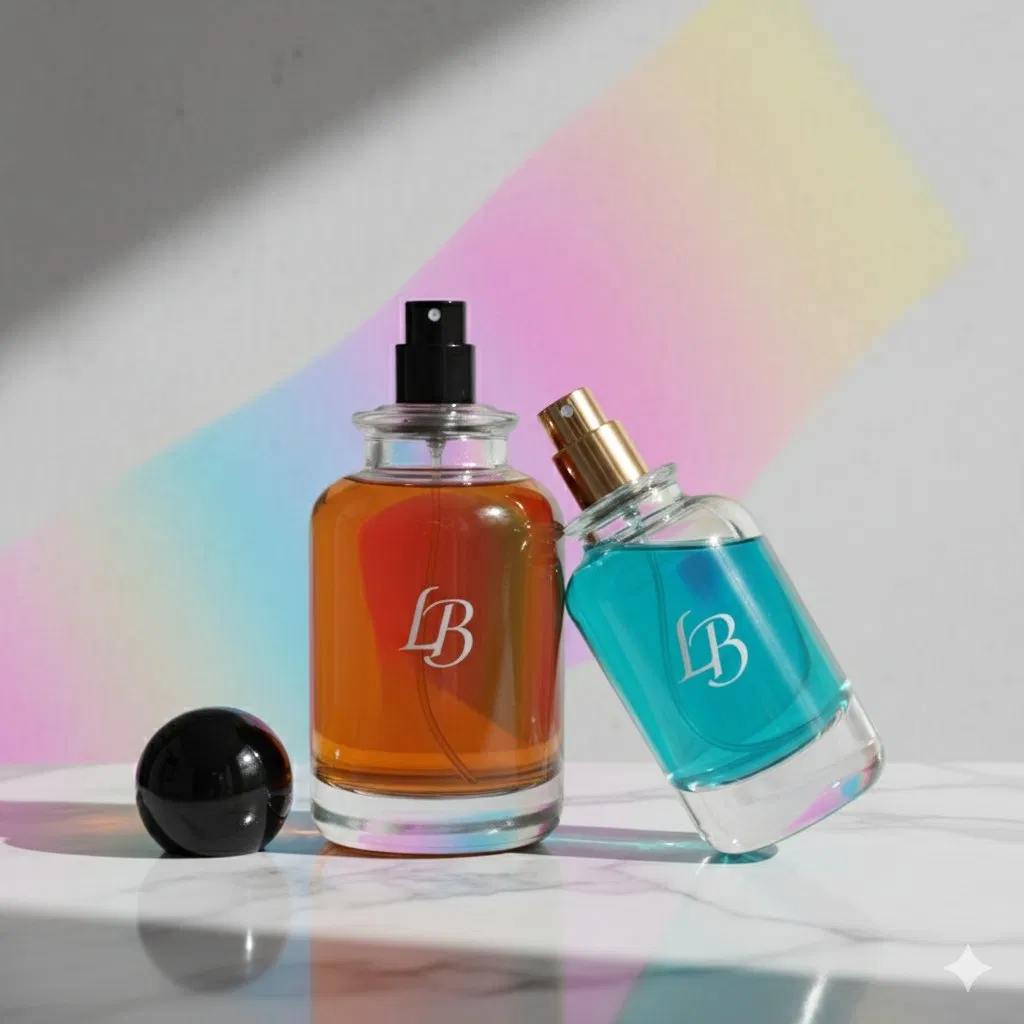 Wholesale 30ml 50ml 100ml Clear Round Fragrance Glass Perfume Bottle with Plastic Wooden Lids