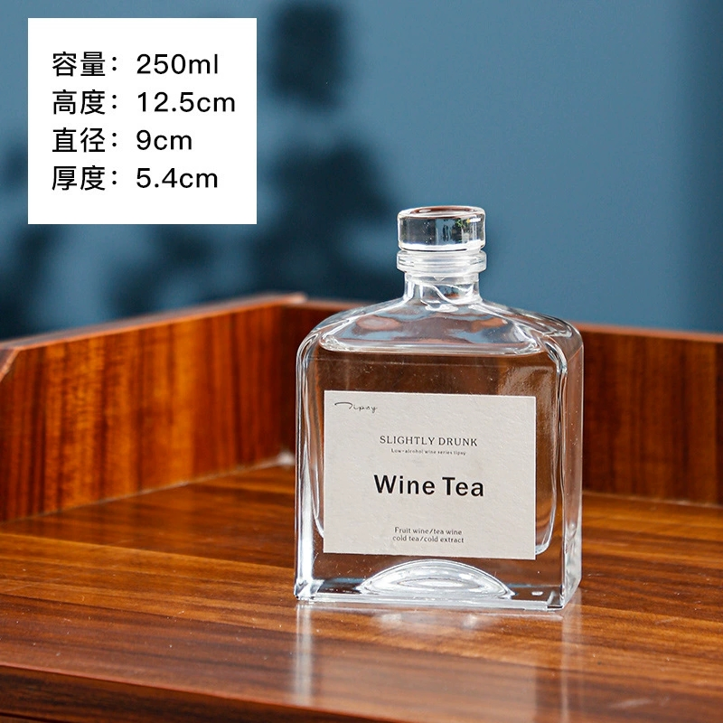 Square Glass Bottle for Spirit Beverage Water 500ml 250ml Mini Glass Bottle