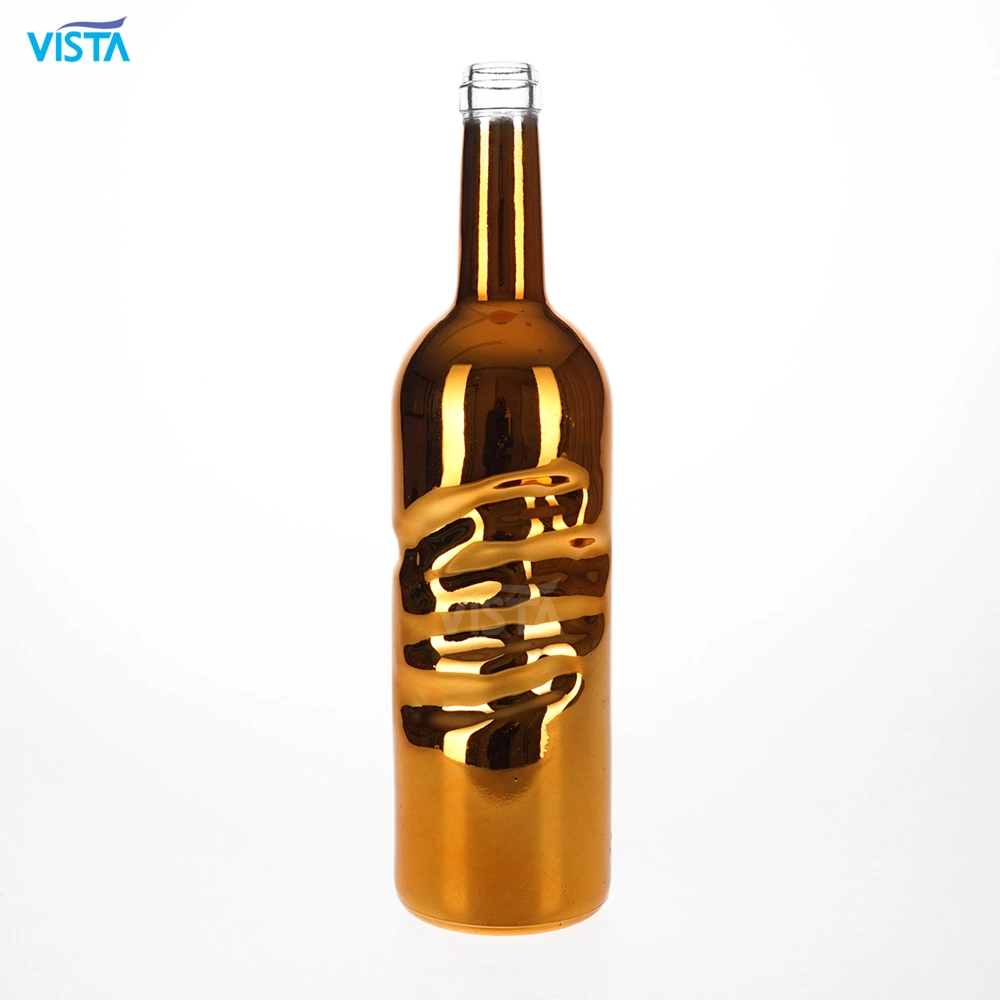 750ml Normal Flint Round Glass Bottle for Wine with Cork Finish