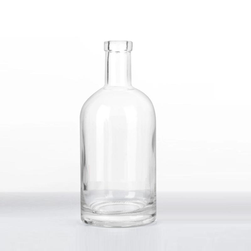 100ml 200ml 375ml 500ml 700ml 750ml 1000ml Clear Black Nordic Round Empty Rum Whisky Spirit Gin Vodka Glass Liquor Bottle with Cork Cap