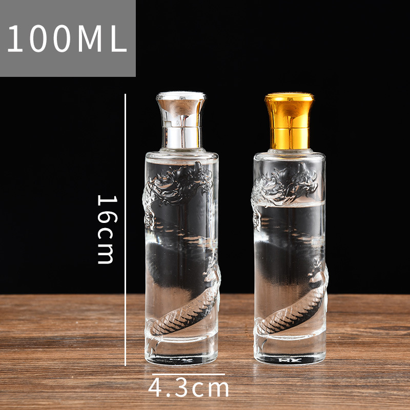 100ml 125ml Mini Empty Vodka Glass Liquor Wine Spirit Bottle with Lid for Brandy Whisky