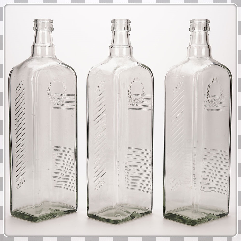 Large 1750ml Glass Alcohol Bottle with Frost Finish and Screw Cap Closure