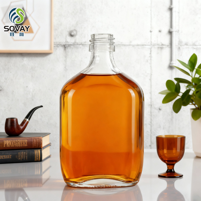 Luxury Glass Spirits Bottles Glass Bottle for Liquor with Metal Screw Cap