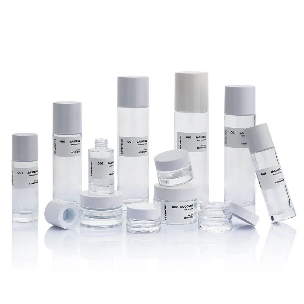 High Quality 10g 15g 20g 30g 50g Empty Glass Cream Bottles Frost Finish Set Five Face Cream Serum Cosmetics Custom Screw Cap