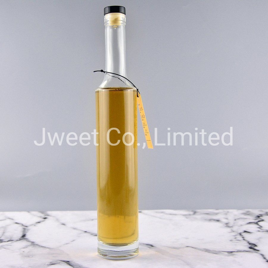 Factory High Flint Glass Long Neck Tall Round Glass Bottle Liquor Package