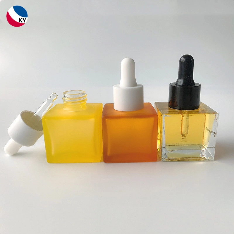 30ml Square Glass Dropper Bottle 30 Ml Frosted Colored Glass Essential Oil Bottle with Dropper 1oz Oil Serum Bottle