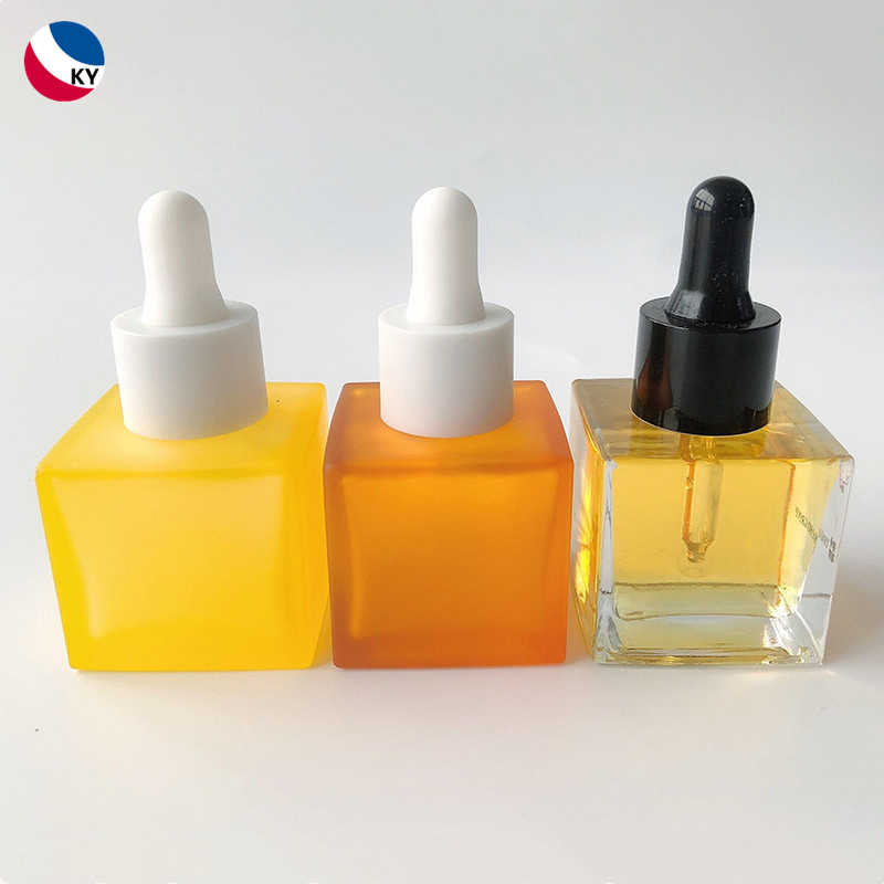 30ml Square Glass Dropper Bottle 30 Ml Frosted Colored Glass Essential Oil Bottle with Dropper 1oz Oil Serum Bottle