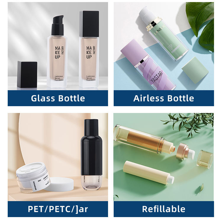 High Quality 10g 15g 20g 30g 50g Empty Glass Cream Bottles Frost Finish Set Five Face Cream Serum Cosmetics Custom Screw Cap