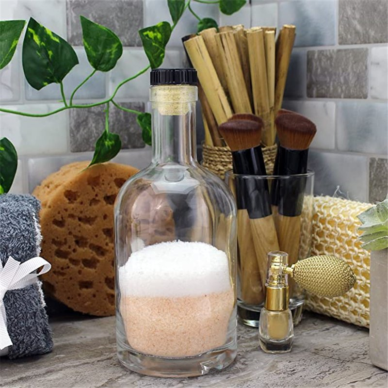 Mini Short Neck Flat Shoulder 250ml 500ml Color Sparying 700ml 750ml Glass Liquor Spirit Wine Brandy Vodka Whisky Bottle with Cork