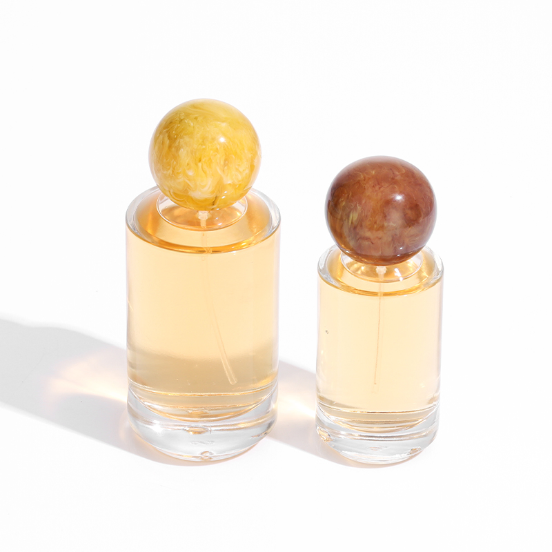 Custom Logo Oblique Shoulder Cylinder Shape Empty Glass Perfume Bottle with Black Lids Thick Base Perfume Bottle with Box