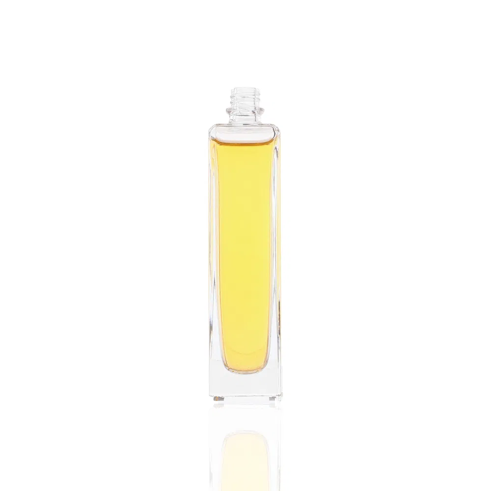 Tall Slim Square Screw Neck Transparent Custom Glass Perfume Bottle
