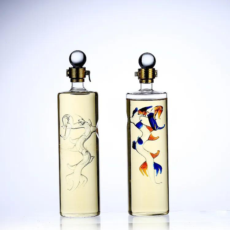 Extra White Flint 1000ml Liquor Bottles Dragon Empty Vodka Sprits Glass Bottle