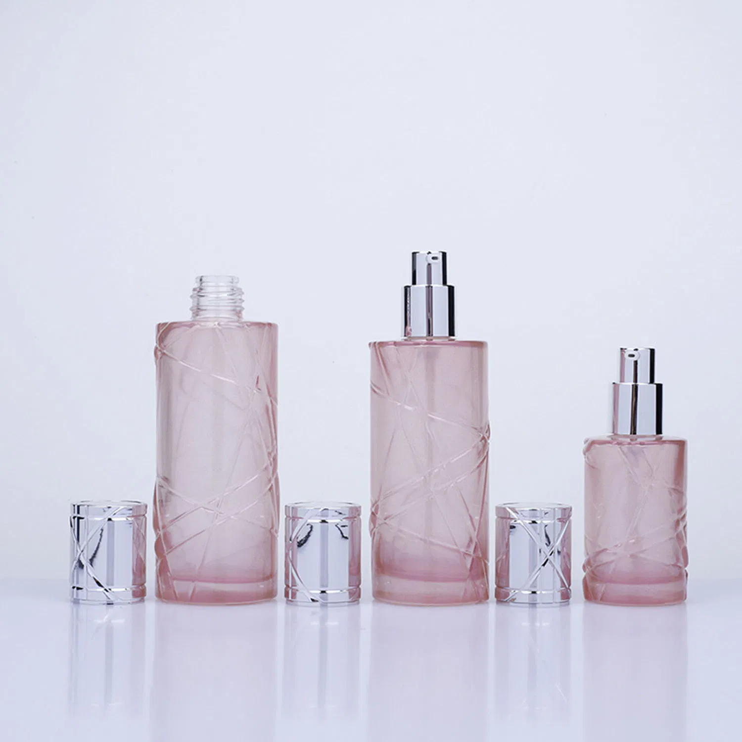 40ml/100ml/120ml/50g High-End Embossed Pattern Skin Care Cosmetics Cream Bottle Lotion Essence Glass Set Bottle