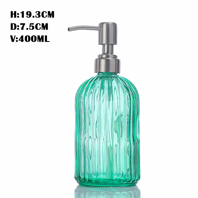 Screen Printed 400ml Round Glass Liquid Soap Dispenser Pump Bottle for Cosmetic