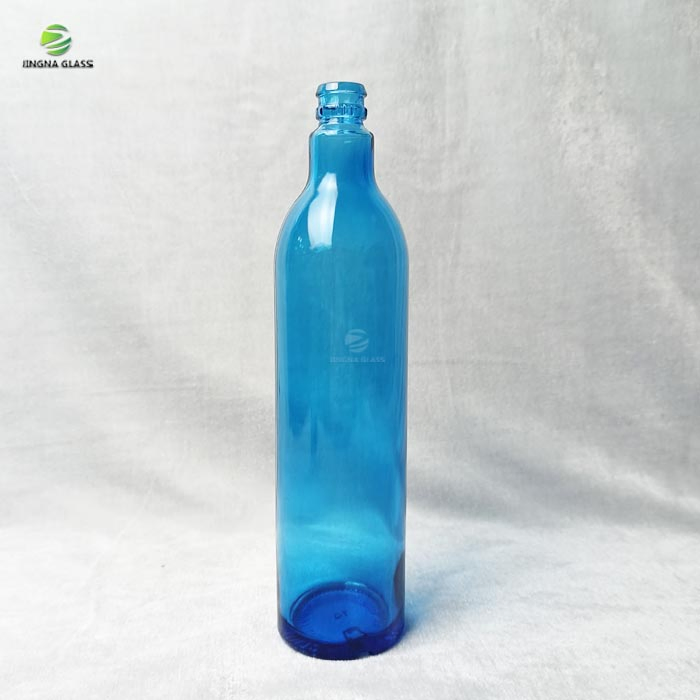 High Quality Custom Logo Round Shape 750ml Whisky Glass Bottles Liquor Bottle with Lids