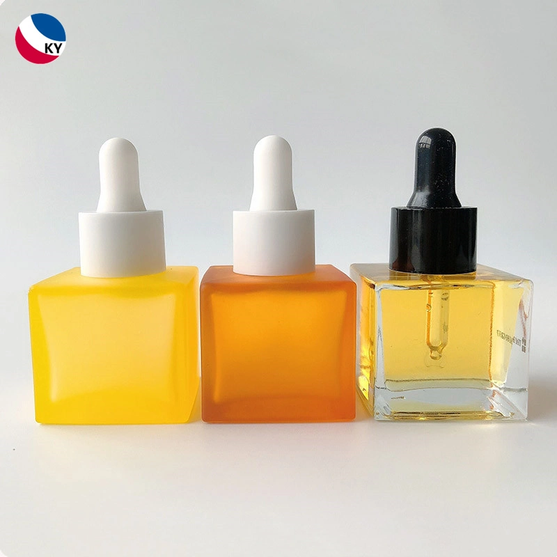 30ml Square Glass Dropper Bottle 30 Ml Frosted Colored Glass Essential Oil Bottle with Dropper 1oz Oil Serum Bottle