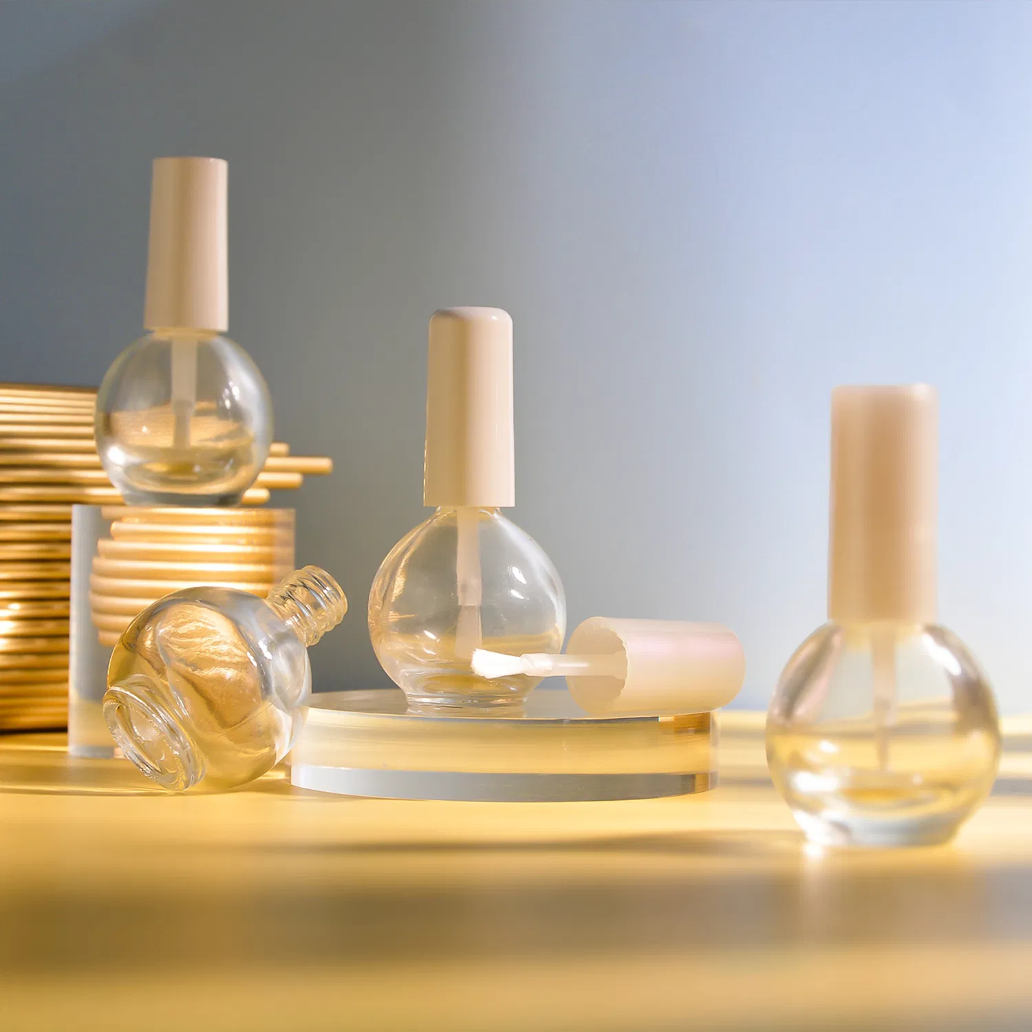 Custom 12ml Design Logo Ball Shape Glass Gel Nail Polish Bottle with Brush and Cap