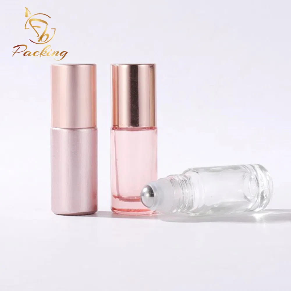 Wholesale Customize Colored 5 Ml Glass Roll - on Bottle with Rose Gold Cap for Lip Oil