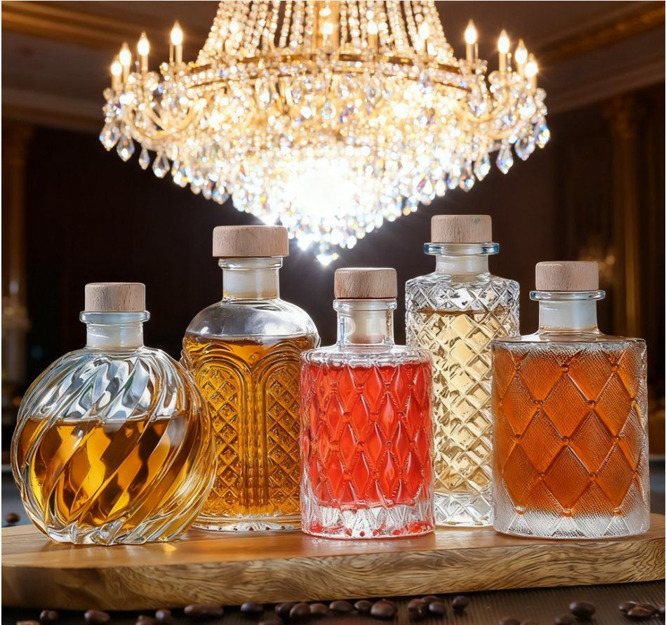 Mini Liquor Bottles 50ml 100ml Whisky Glass Liquor Bottles for Vodka Rum Gin Packaging with Screw Cap Cork Finish