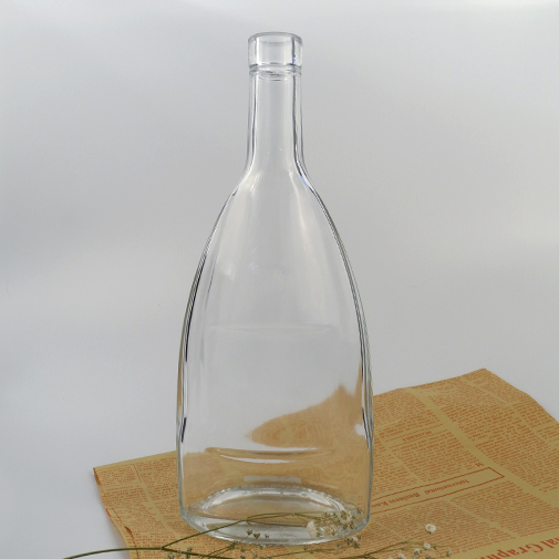 500ml 720ml 750ml Transparency Empty Design Custom Xo Wine Rum Spirit Glass Bottle Customized Printed Bottle with Cork Finish