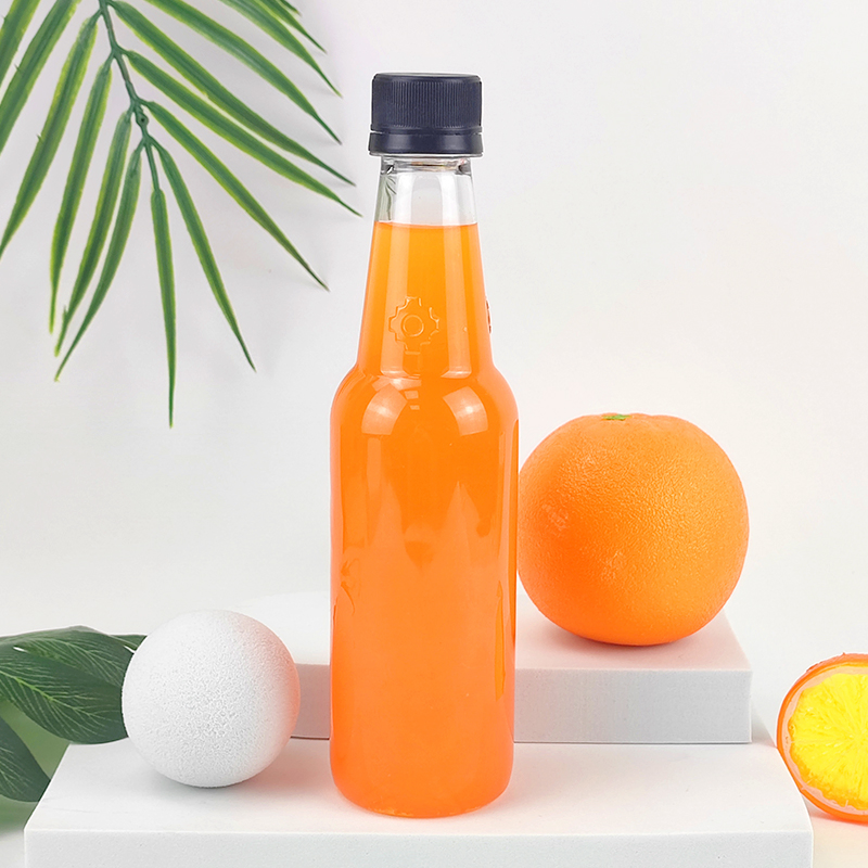 400ml Long Neck Plastic Bottles Tall Slim Beverage Juice Plastic Bottle with Cap