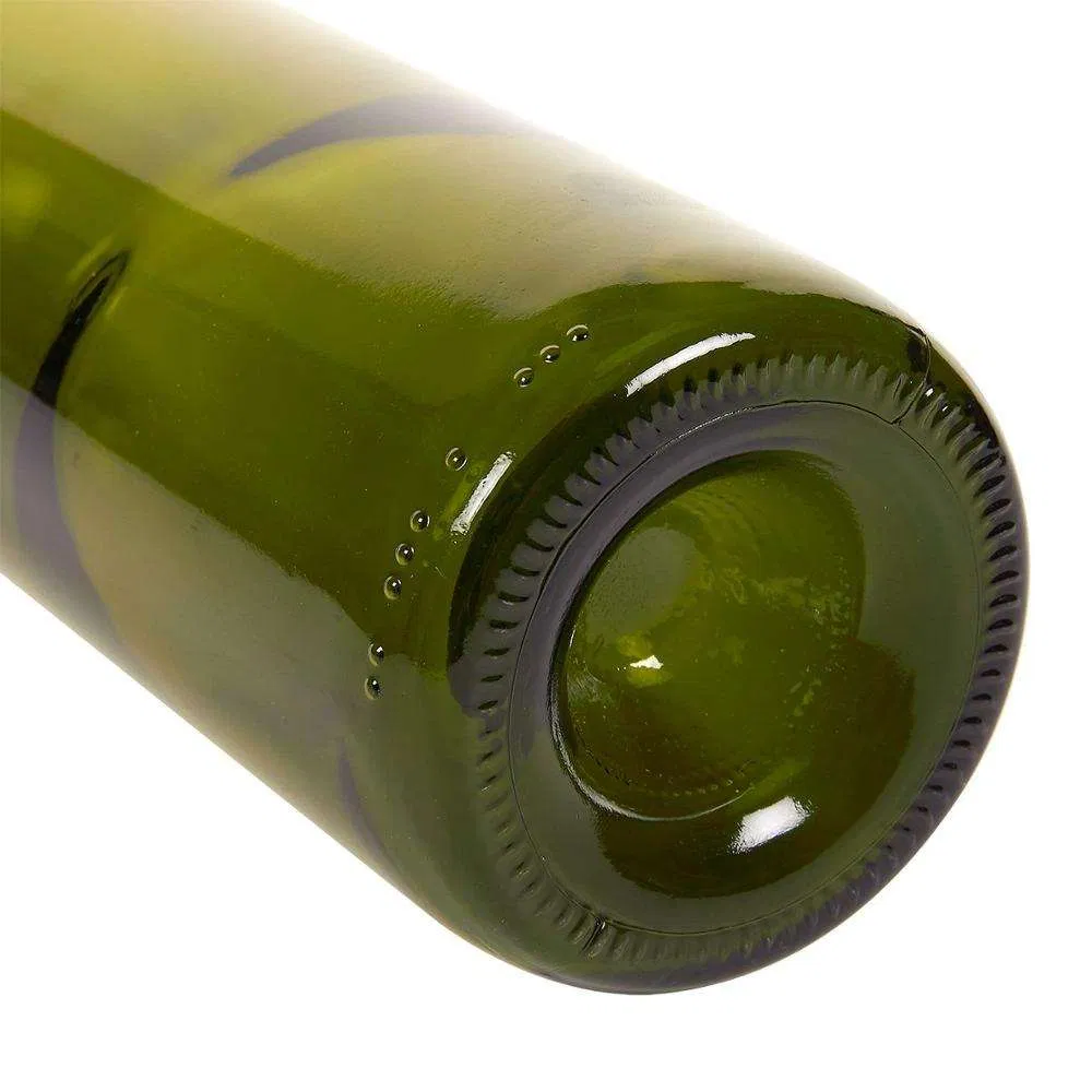 750ml Green Glass Bordeaux Wine Bottle 63mm Flat Bottom Cork Finish