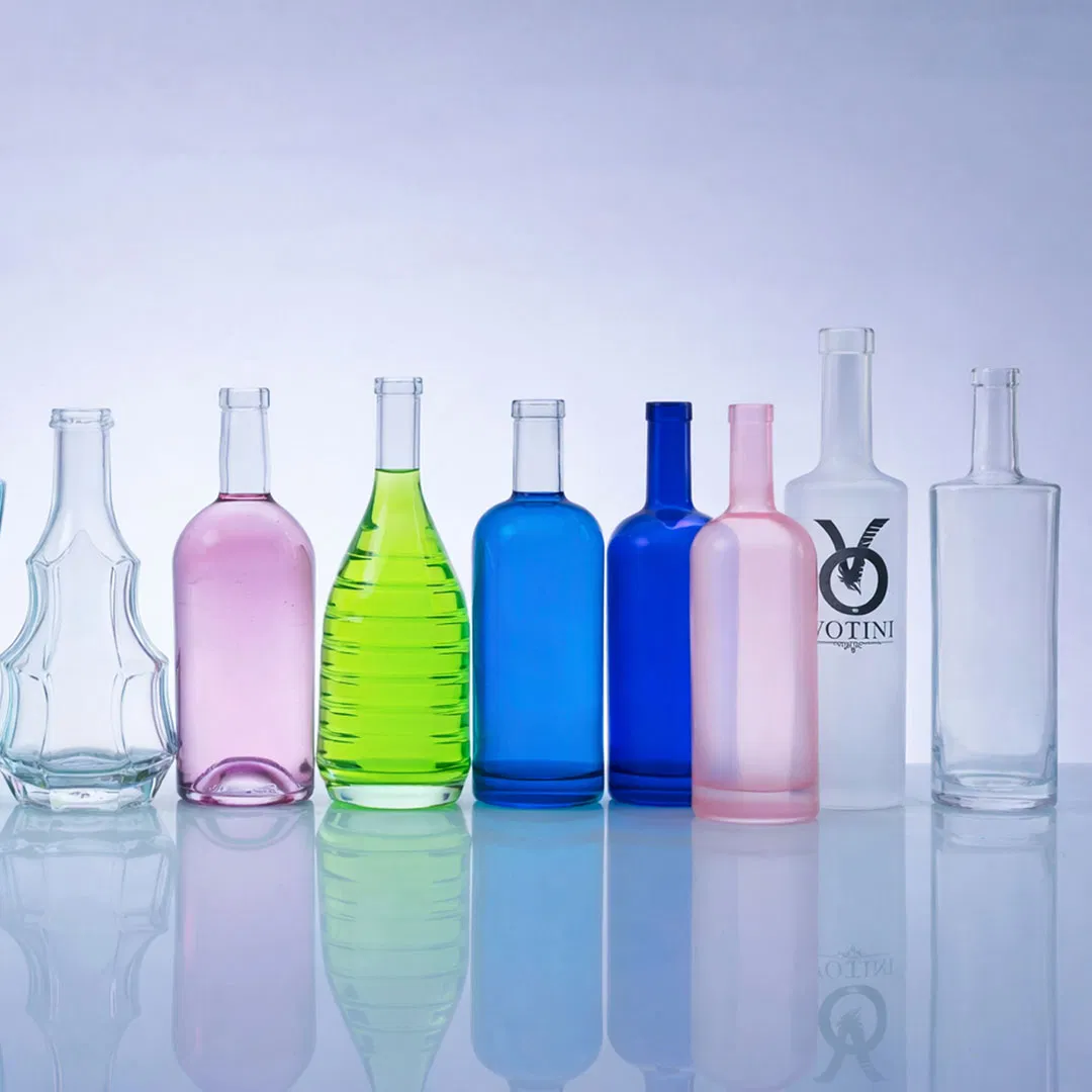 375ml, 500ml, 750ml, 1000ml Frosted Custom Printing Bottle Decanter Private Label Whiskey Tequila Mezcal Gin Glass Packaging Glass Spirits Bottle with Cork Lid