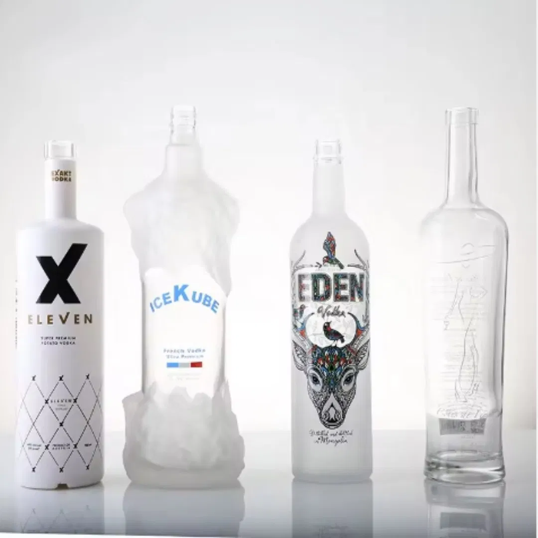 Factory Custom Colored Whiskey Tequila Vodka Rum Gin Bevergae Glass Liquor Bottle 700ml 750ml Spraying Gradient Color Brandy Bottle