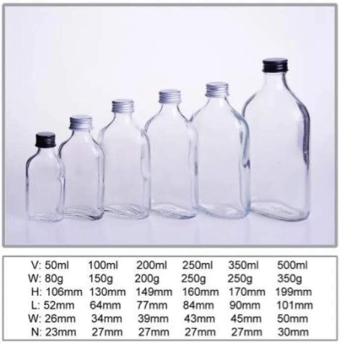 Mini Flask 250ml 350ml Flat Glass Bottle
