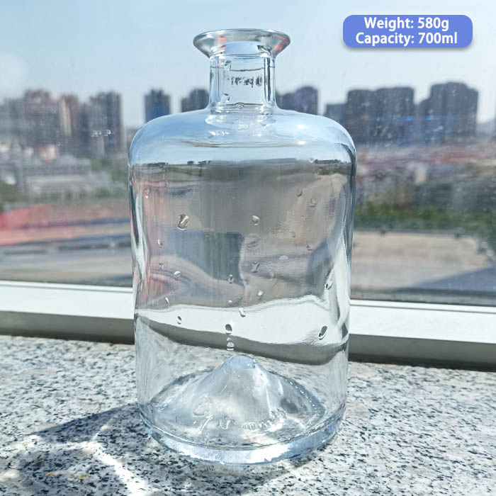 375ml 500ml 700ml 750ml Round Short Neck Thin Glass Bottle Gin Bottles Rum Bottle Glass 75cl Whiskey with Cork