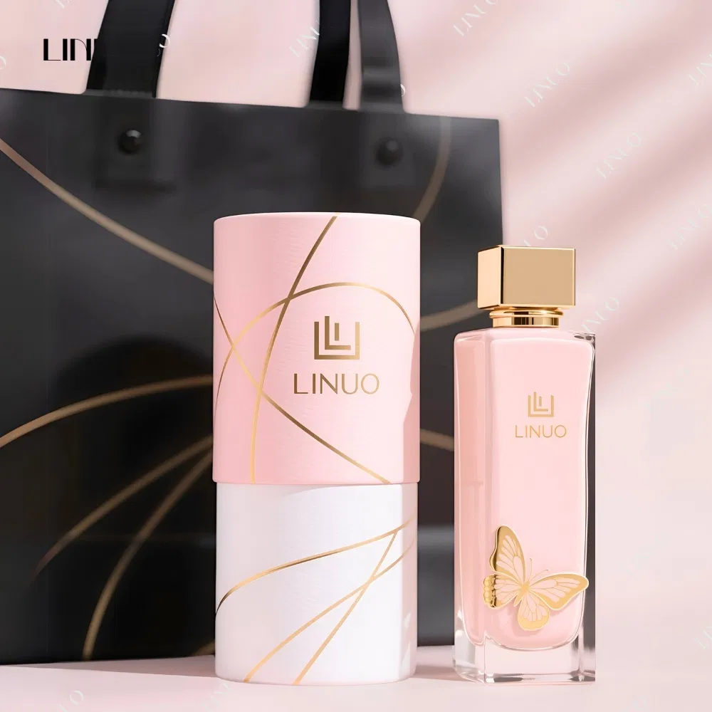 Customized Luxury 30ml50ml100ml Rectangular Cylindrical Square Embossed Pink Glass Perfume Bottle with Frosted Finish Leak-Proof Pump Eco-Friendly Packaging
