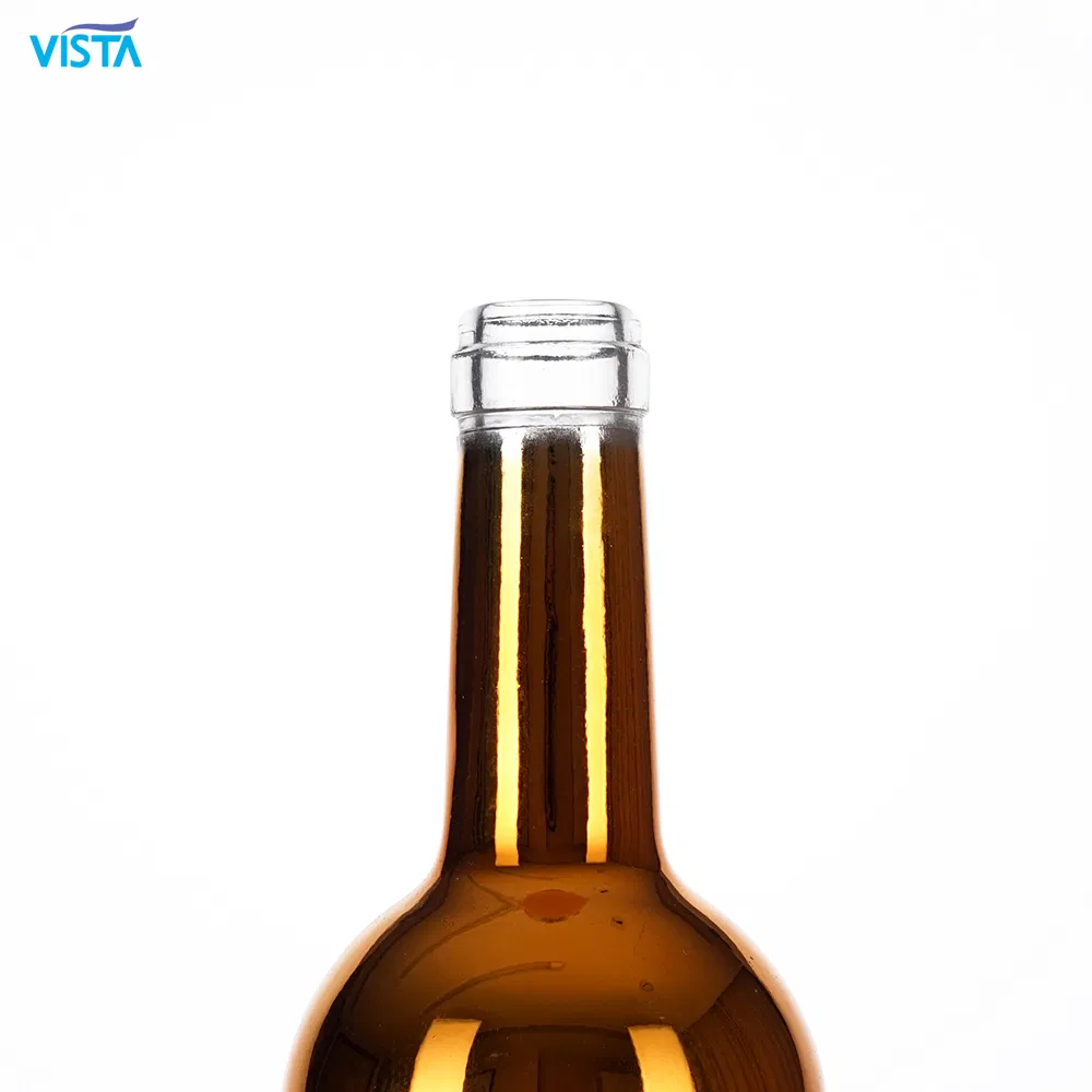 750ml Normal Flint Round Glass Bottle for Wine with Cork Finish