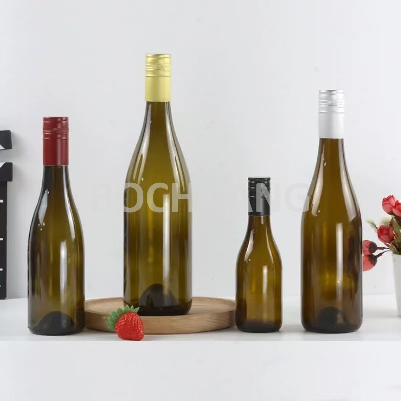 750ml Antique Green Burgundy Bottles Cork Finish Burgundy Wine Bottles Glass for Cork Plug and Screw Cap Wine Bottle