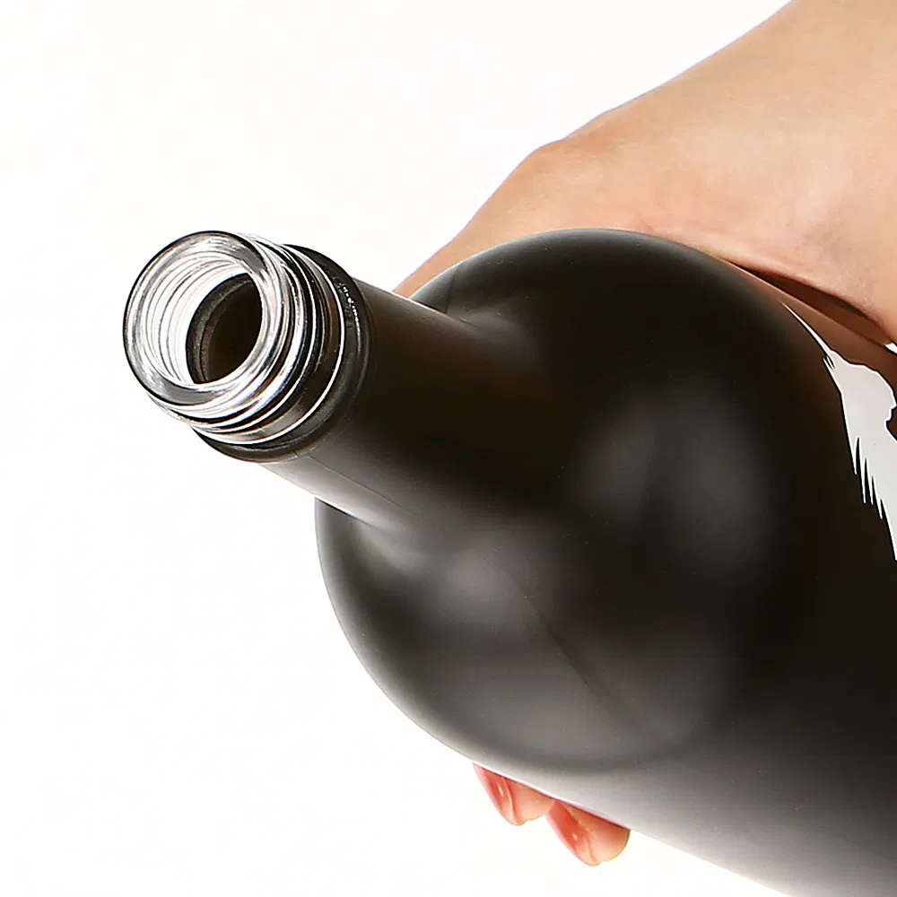 Wholesale Round Black 500ml 750ml 1000ml Super Flint Glass Bottle for Liquor Whisky Gin Vodka Rum Tequila