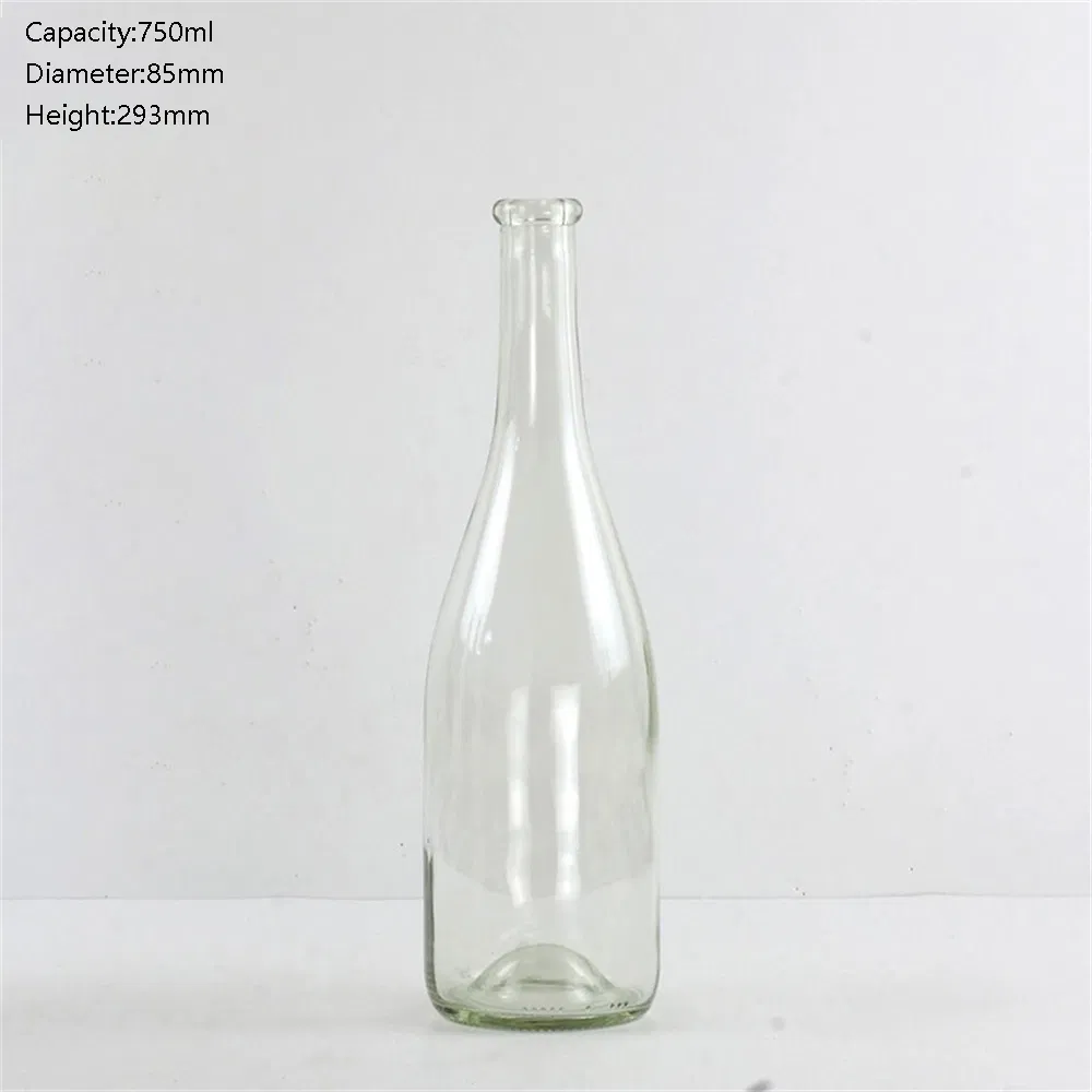 750ml Tall Transparent Straight Neck Red Wine Glass Bottle Liquor Bottle