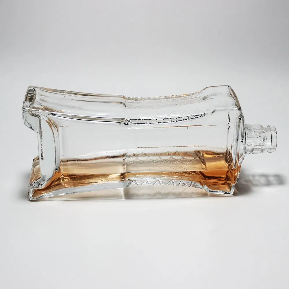 Special Shape High Quality 500ml Spirits Gin Rum Tequila Bottle Super Flint Innovative Liquor Alcohol Glass Bottle with Custom Cap for Gift