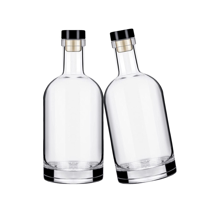 16oz 500ml High-End Thick Base Glass Beverage Wine Bottle with Cork Stopper