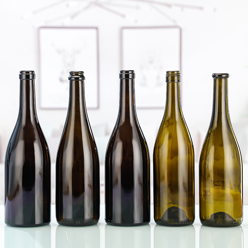 Wholesale Empty Clear Amber Green Champagne Bottle Glass Sparkling Wine Spirit Liquor Bottles