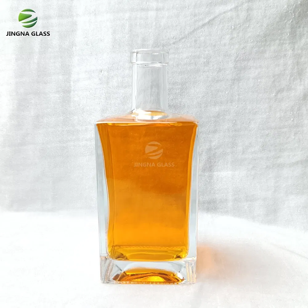 Square 750ml Clear Glass Whisky Bottle Spirits Wine Liquor Bottle Vodka Gin Tequila Bottle